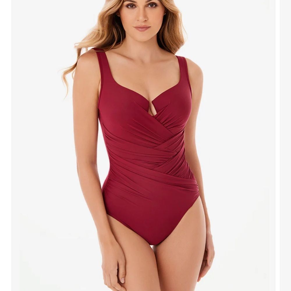 Miraclesuit Solid Gandolf One Piece Swimsuit Red … - image 1